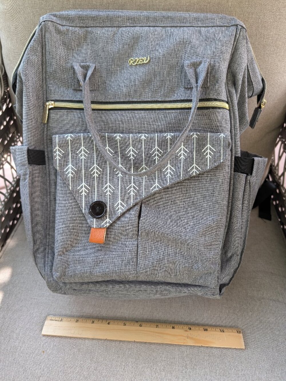 RJEU Grey Backpack Laptop Work Travel